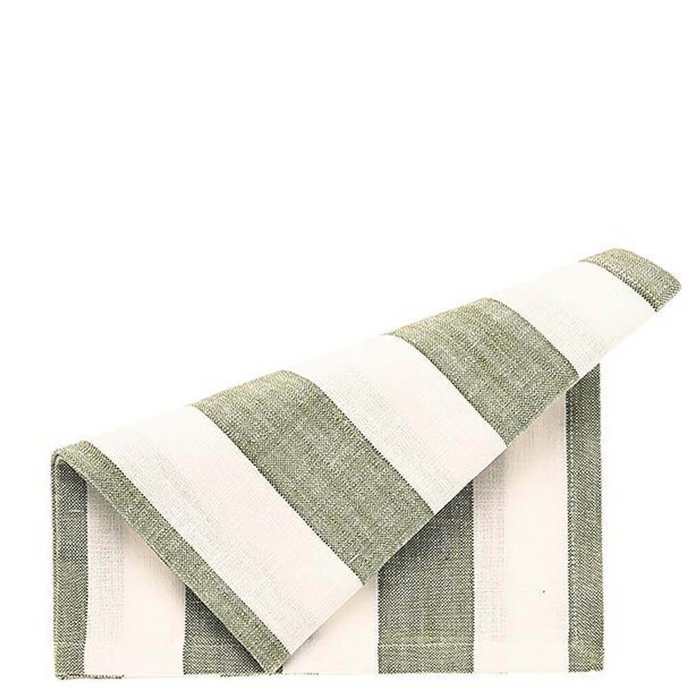 Walton & Co Wide Olive Stripe Set of 4 Napkins